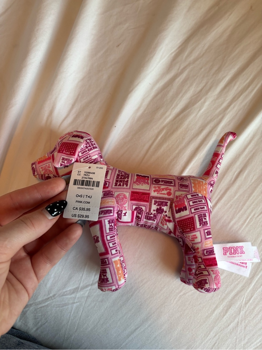 PINK Victoria's Secret Pink Patterned Plush Dog Toy